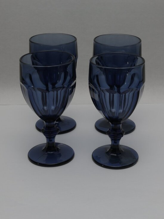 FUN-DALMENTALS Libbey Other - Libbey DuraTuff Blue Goblets Set of 4 Gibraltar Water Wine Glasses Vintage USA